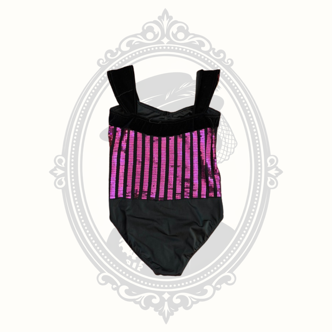 Costume Gallery Black & Hot Pink Sequin Dance Leotard – Adult Small