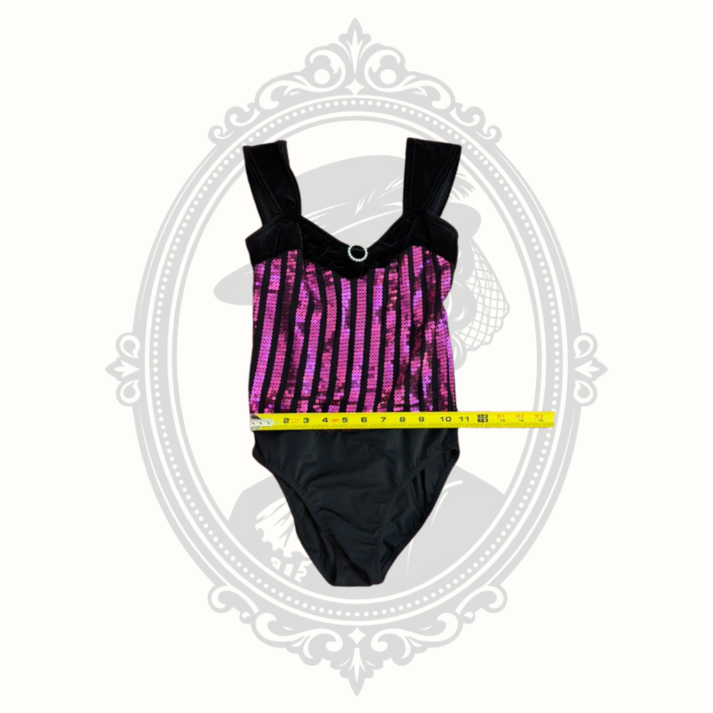 Costume Gallery Black & Hot Pink Sequin Dance Leotard – Adult Small