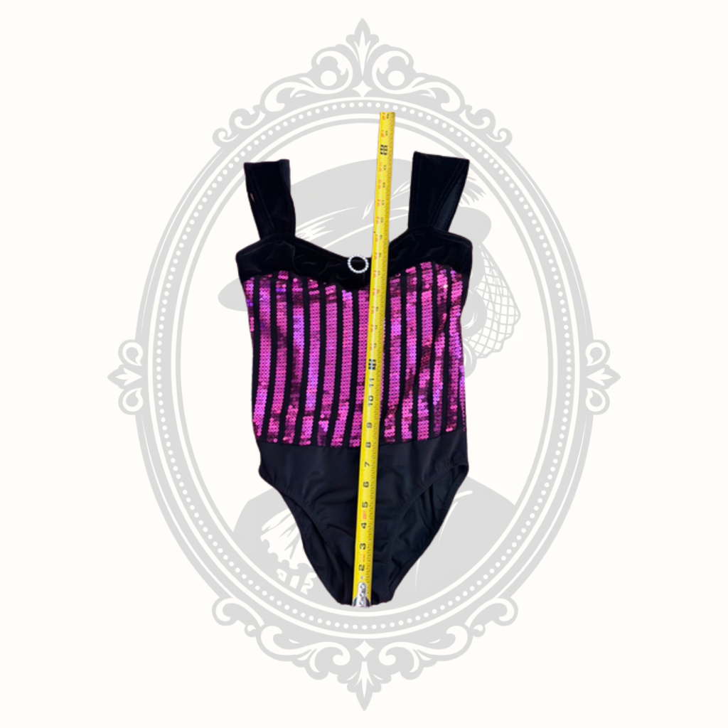 Costume Gallery Black & Hot Pink Sequin Dance Leotard – Adult Small