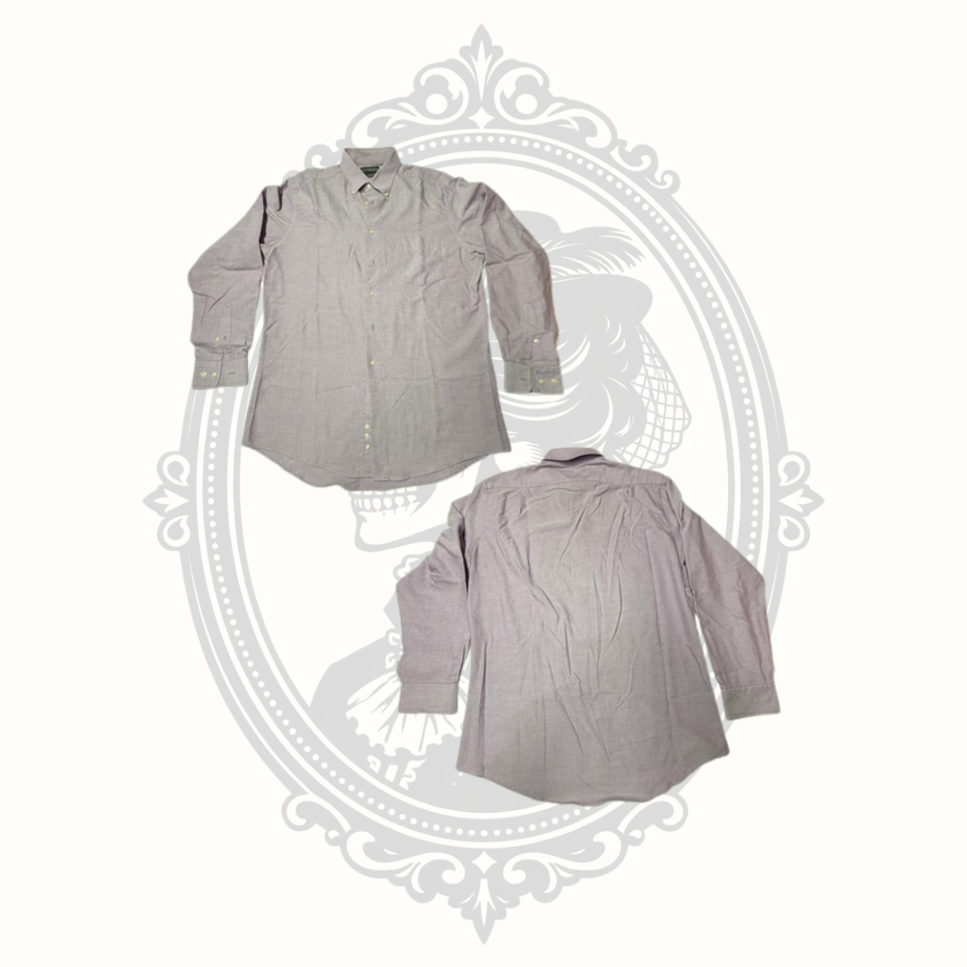 Front and back views of Covington lavender check dress shirt