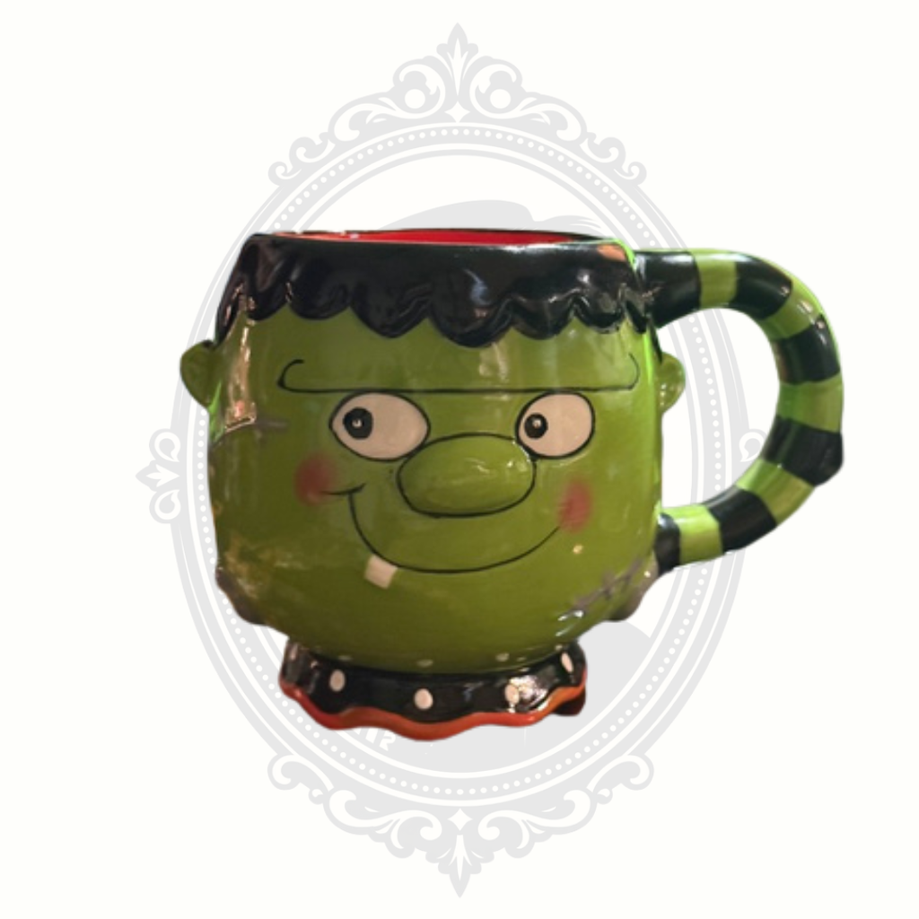 Cracker Barrel Frankenstein Halloween Ceramic Coffee Mug Green Monster