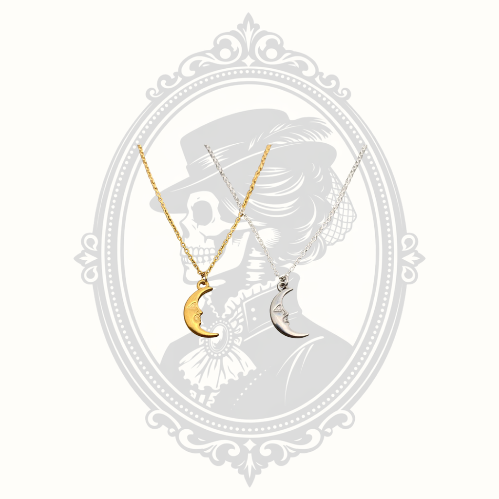 18K Gold Plated Stainless Steel Crescent Moon Charm Necklace