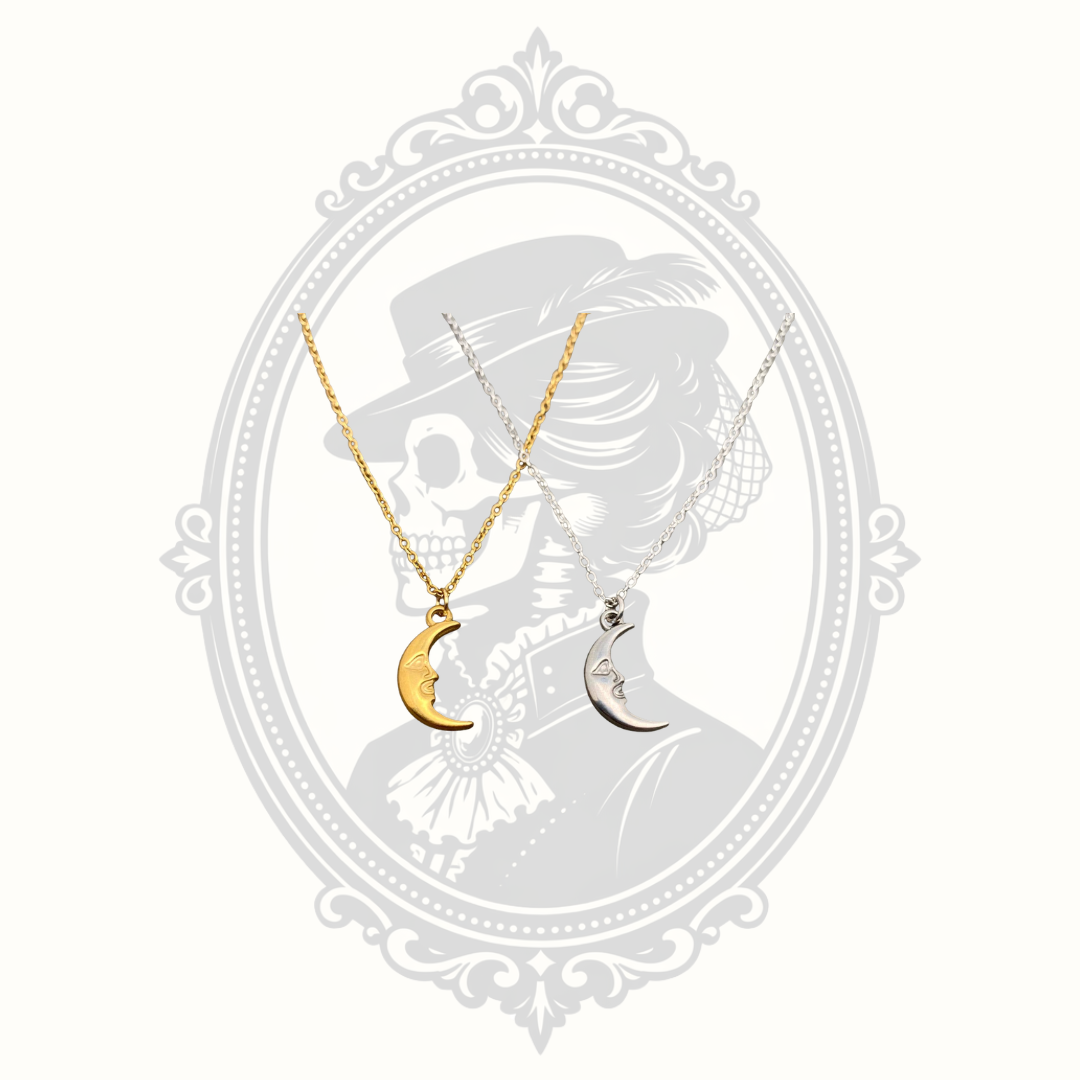 18K Gold Plated Stainless Steel Crescent Moon Charm Necklace