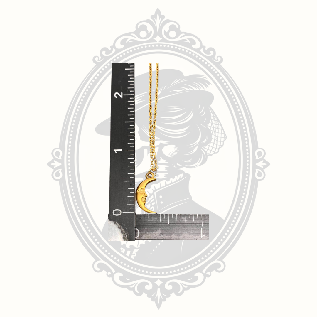 18K Gold Plated Stainless Steel Crescent Moon Charm Necklace