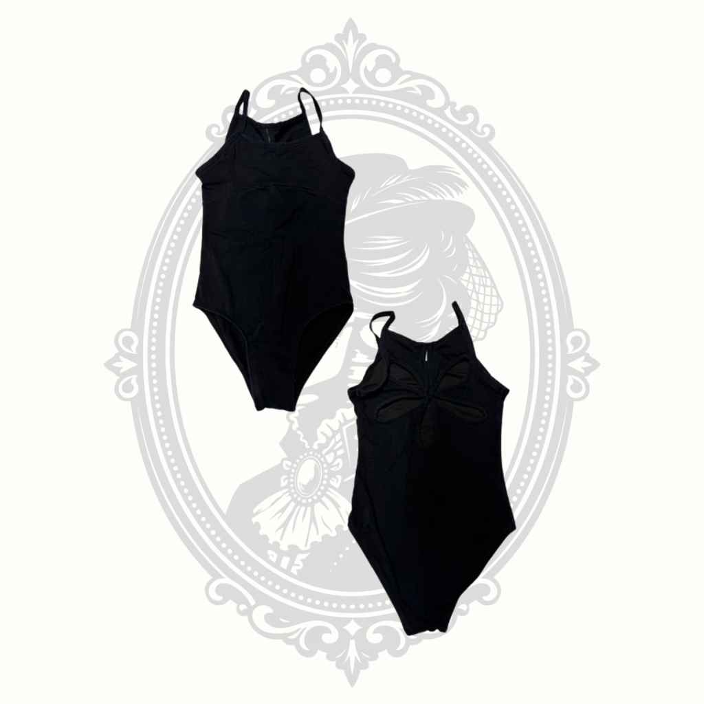 Danshuz Danznmotion Daisy Butterfly Back Girls Ballet Dance Leotard Black Estimated Size 4/6