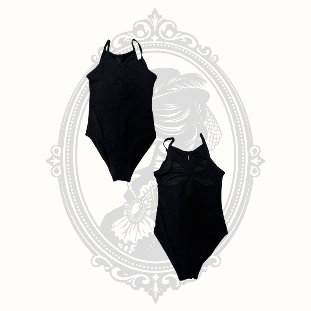 Danshuz Danznmotion Daisy Butterfly Back Girls Ballet Dance Leotard Black Estimated Size 4/6