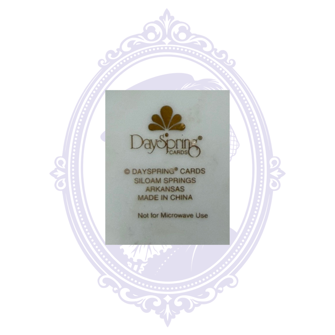 DaySpring Cards Exodus 15:2 Scripture Teapot – Blue Floral & Gold Porcelain