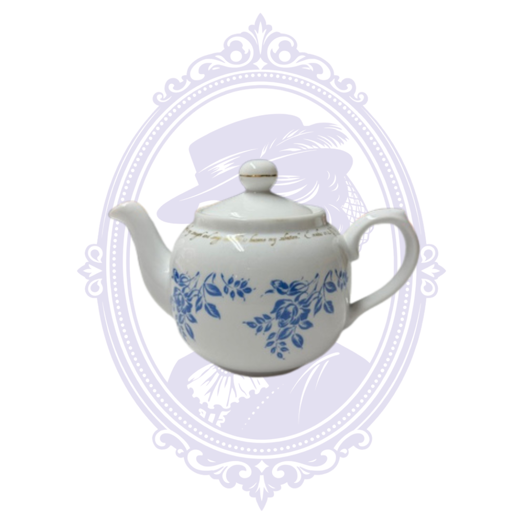 DaySpring Cards Exodus 15:2 Scripture Teapot – Blue Floral & Gold Porcelain
