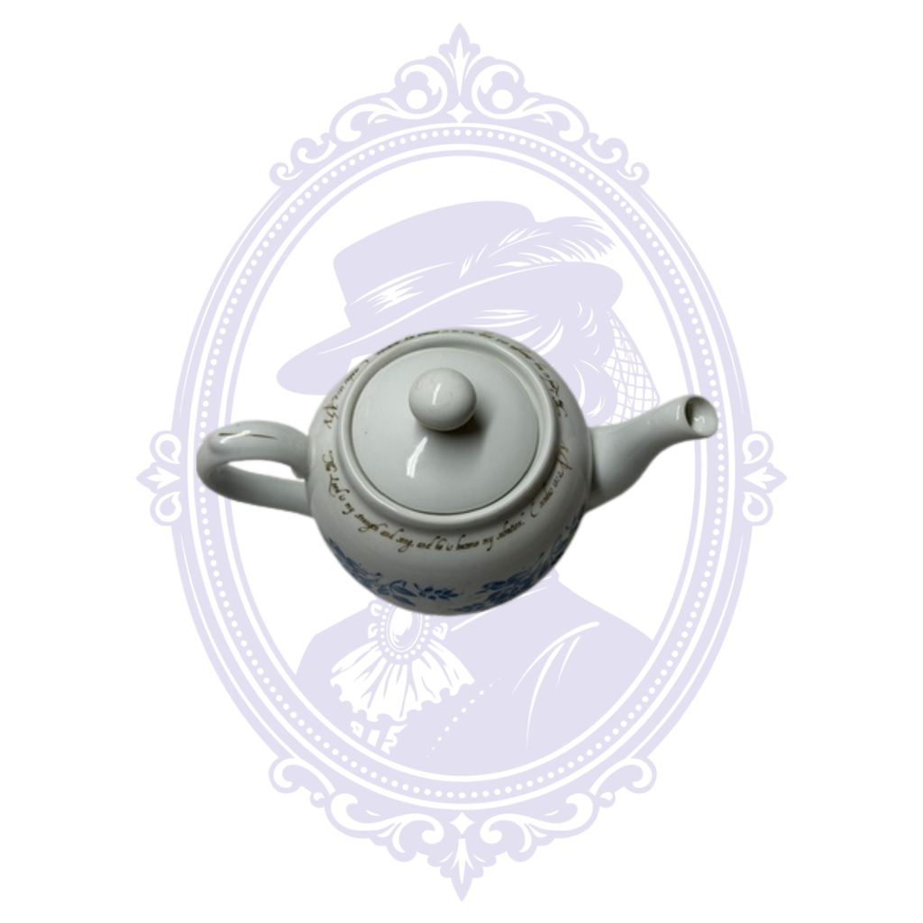 DaySpring Cards Exodus 15:2 Scripture Teapot – Blue Floral & Gold Porcelain