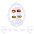 Deep red oval cabochon clip-on earrings in gold-tone settings shown front and back