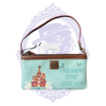 Reverse view of Disney Nutcracker wristlet with castles and holiday motifs