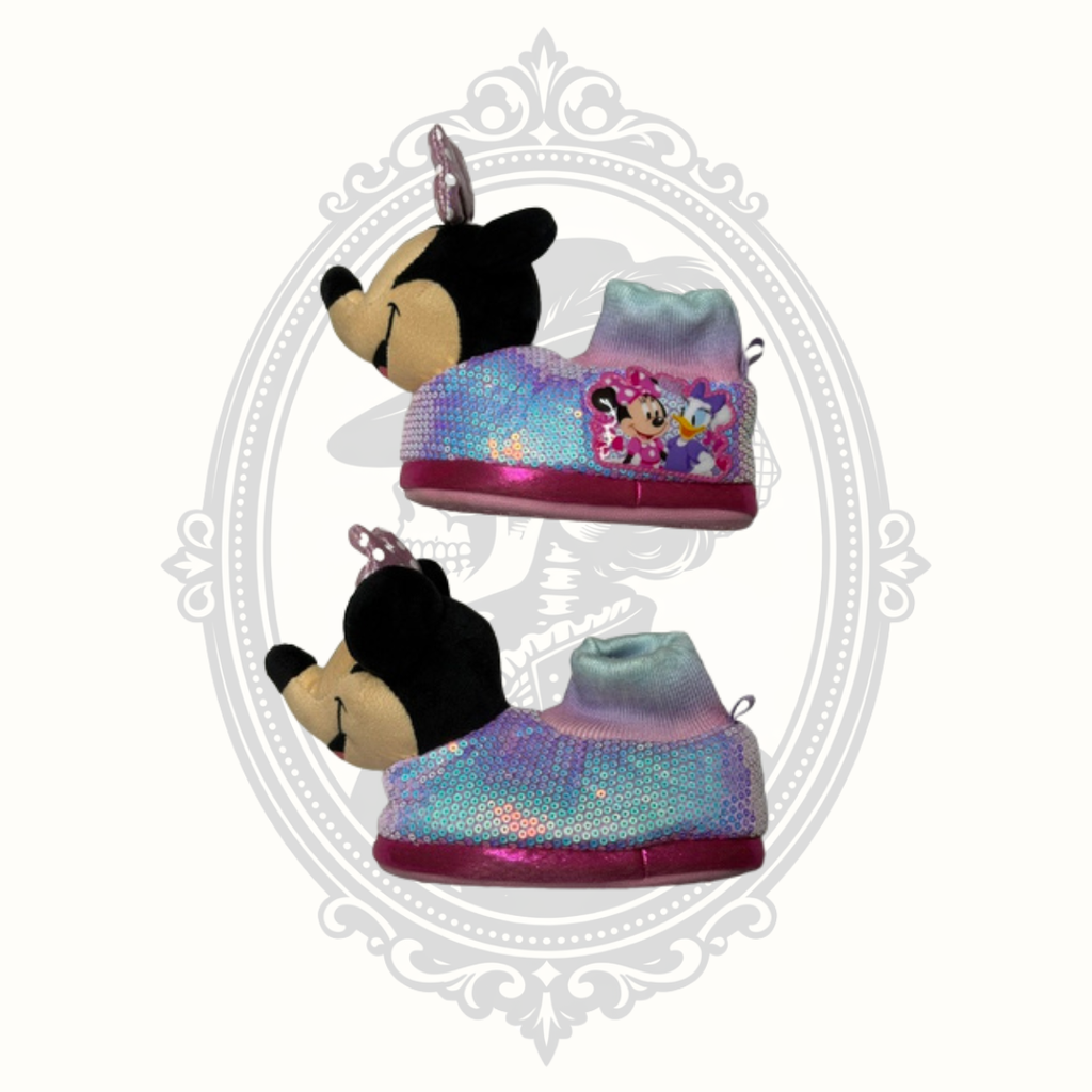 Disney Minnie Mouse Sequin Plush Slipper Boots – Toddler Size 5-6