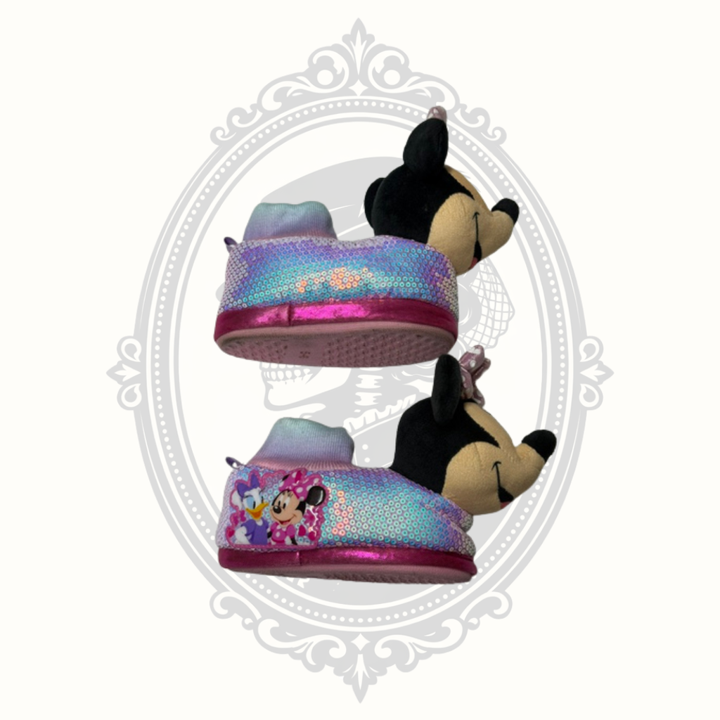 Disney Minnie Mouse Sequin Plush Slipper Boots – Toddler Size 5-6