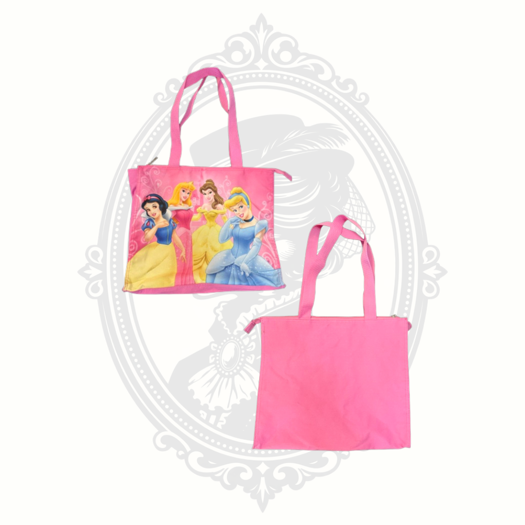 Disney Princess Pink Zippered Tote Bag Snow White Belle Cinderella Aurora
