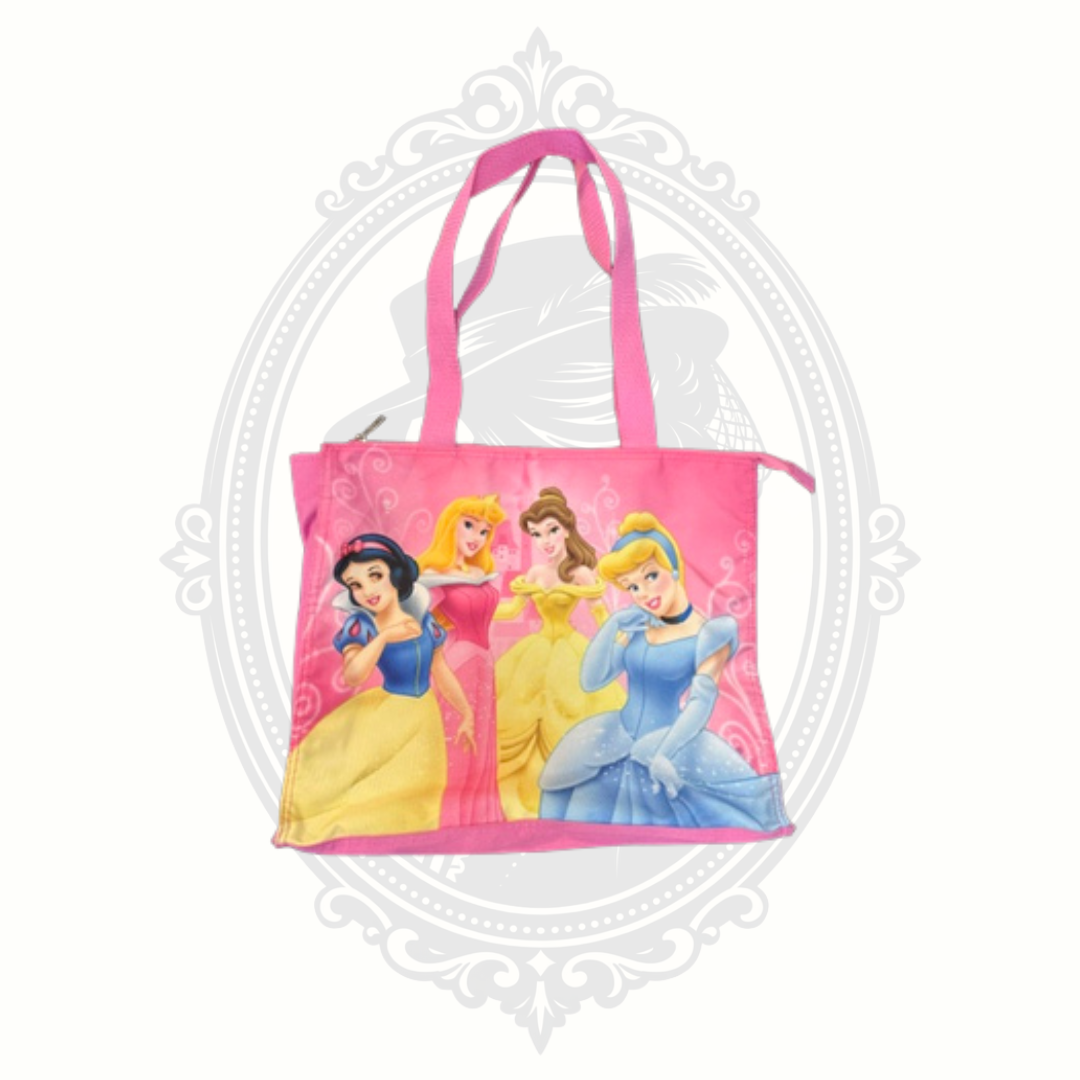 Disney Princess Pink Zippered Tote Bag Snow White Belle Cinderella Aurora