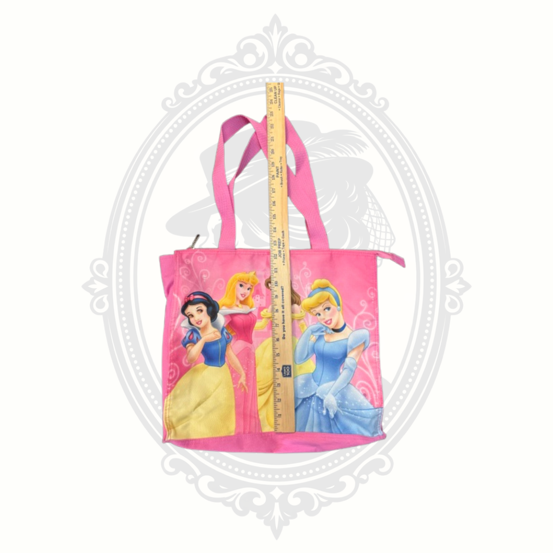 Disney Princess Pink Zippered Tote Bag Snow White Belle Cinderella Aurora