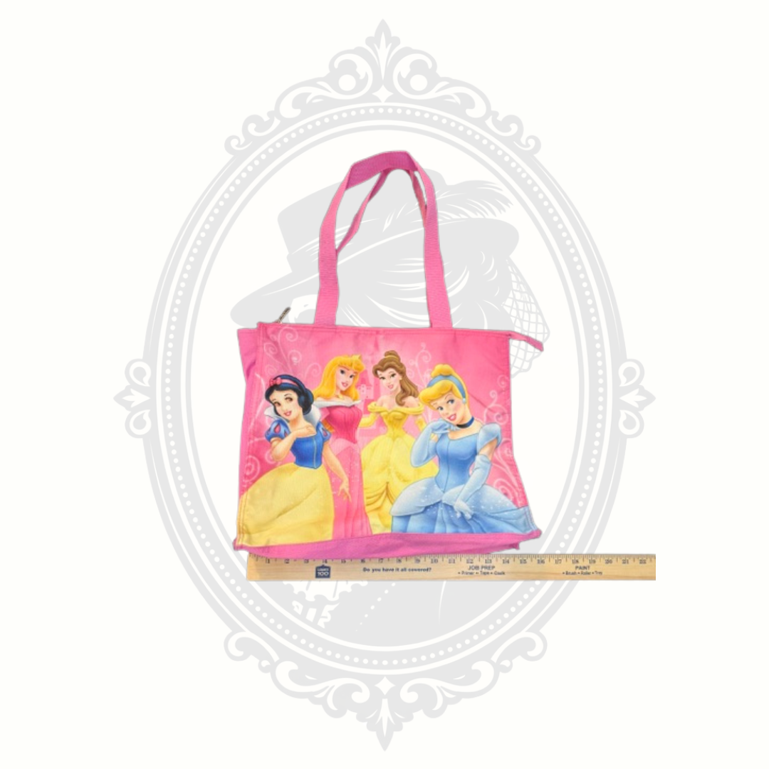 Disney Princess Pink Zippered Tote Bag Snow White Belle Cinderella Aurora
