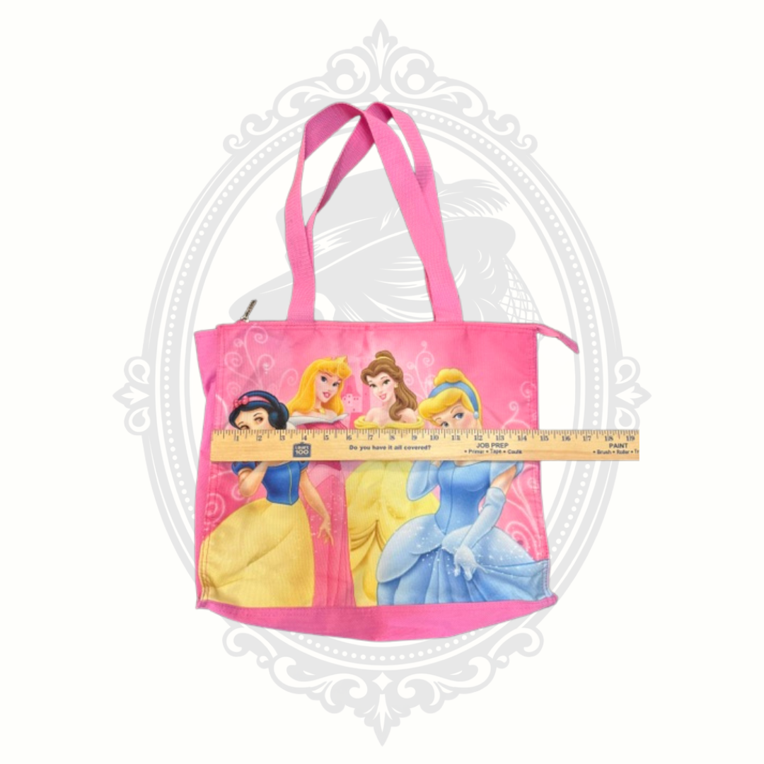Disney Princess Pink Zippered Tote Bag Snow White Belle Cinderella Aurora