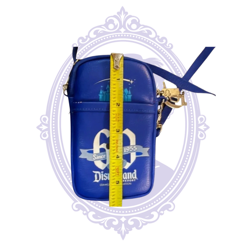 Disneyland 60th Anniversary Diamond Celebration royal blue crossbody bag, detail photograph 2