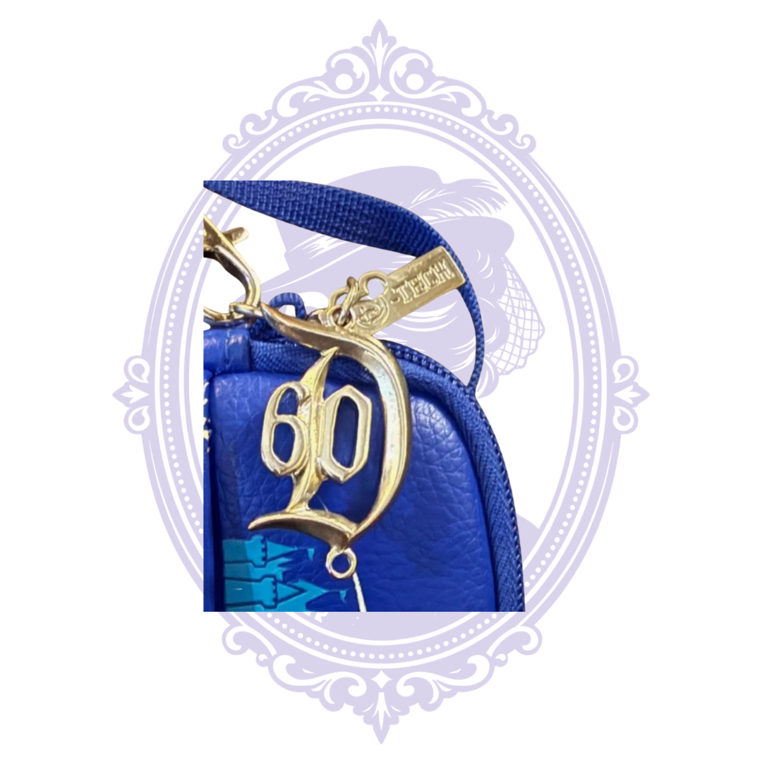 Disneyland 60th Anniversary Diamond Celebration royal blue crossbody bag, detail photograph 5