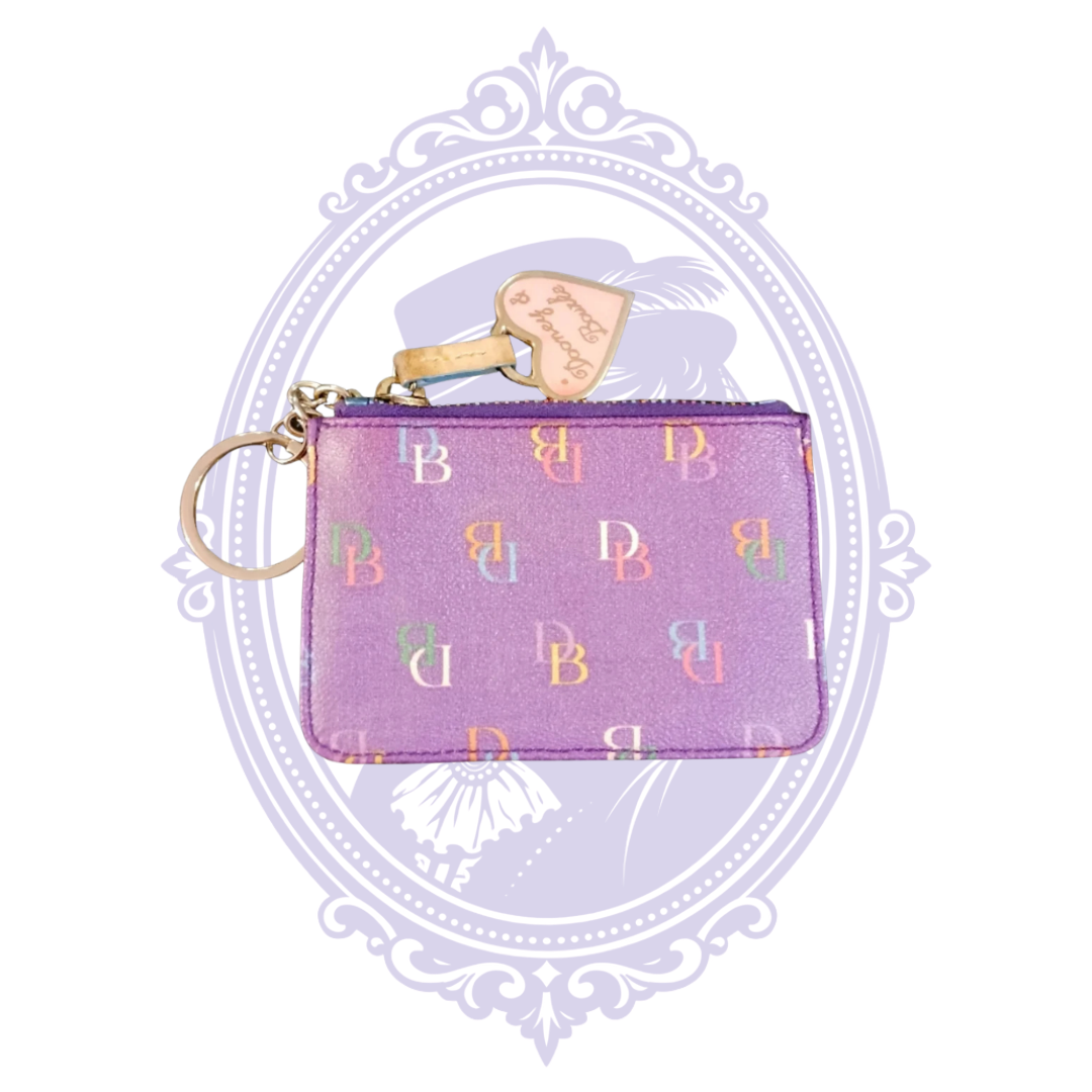 Dooney & Bourke Purple Multicolor Monogram Keychain Coin Wallet