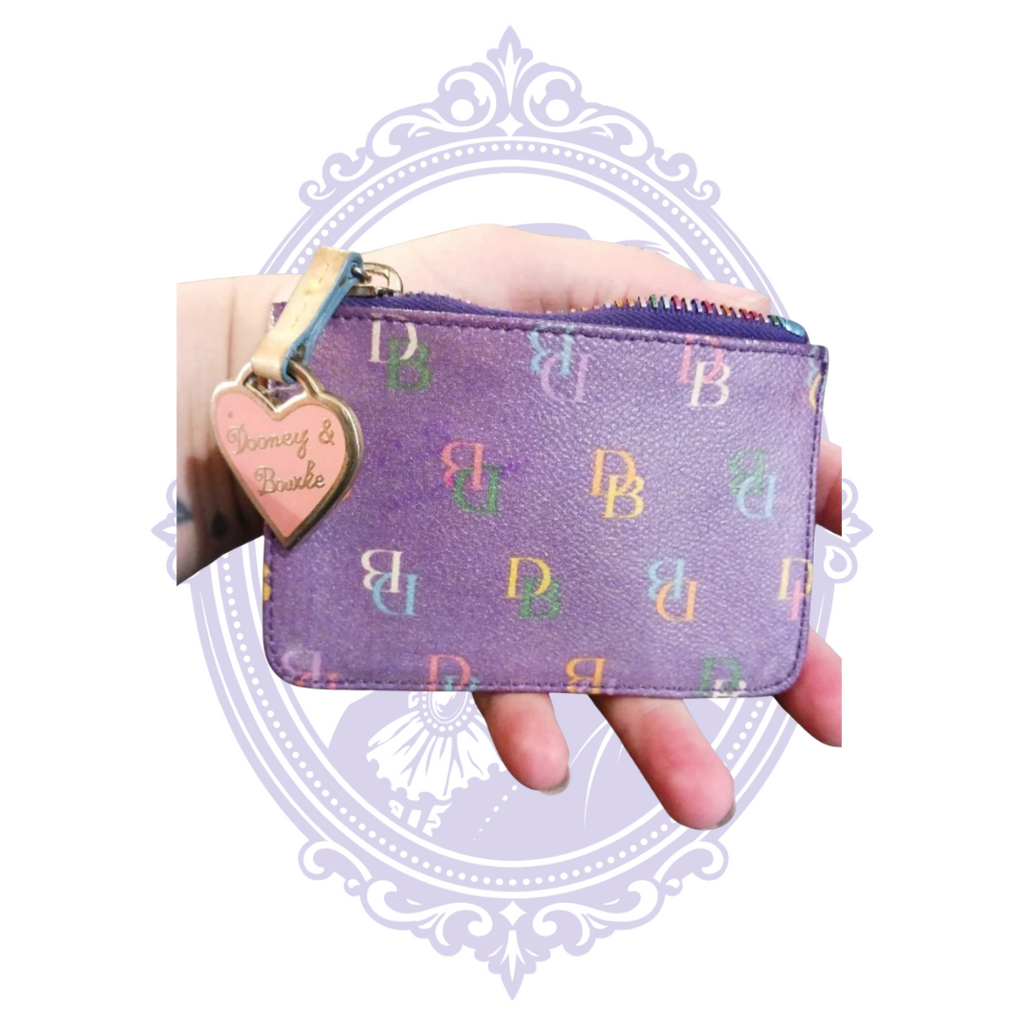 Dooney & Bourke Purple Multicolor Monogram Keychain Coin Wallet