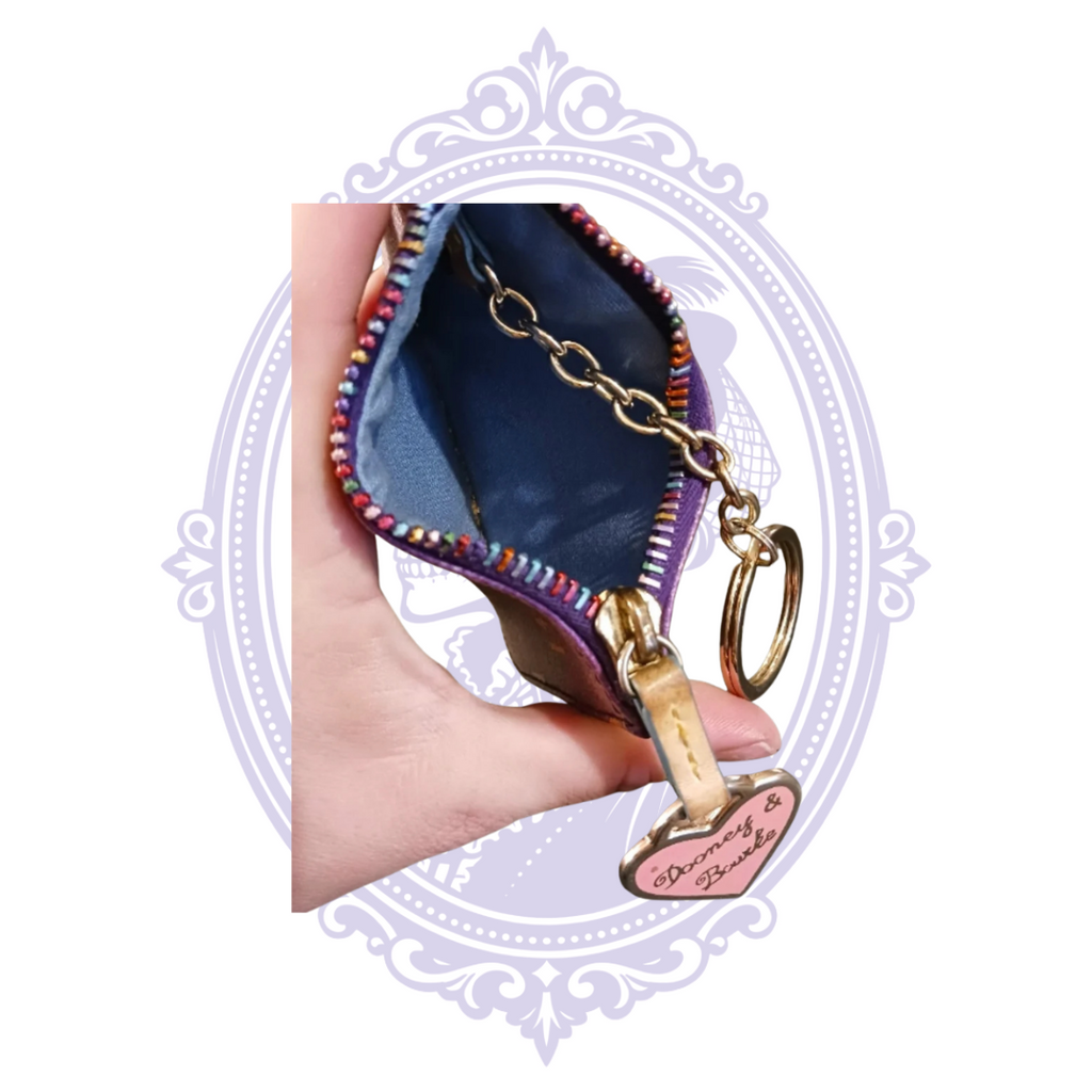 Dooney & Bourke Purple Multicolor Monogram Keychain Coin Wallet