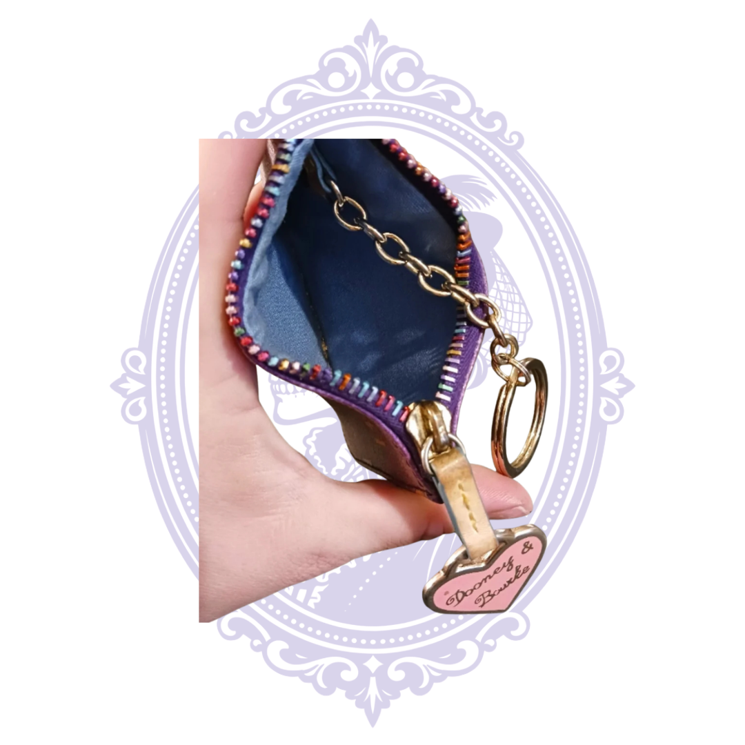Dooney & Bourke Purple Multicolor Monogram Keychain Coin Wallet