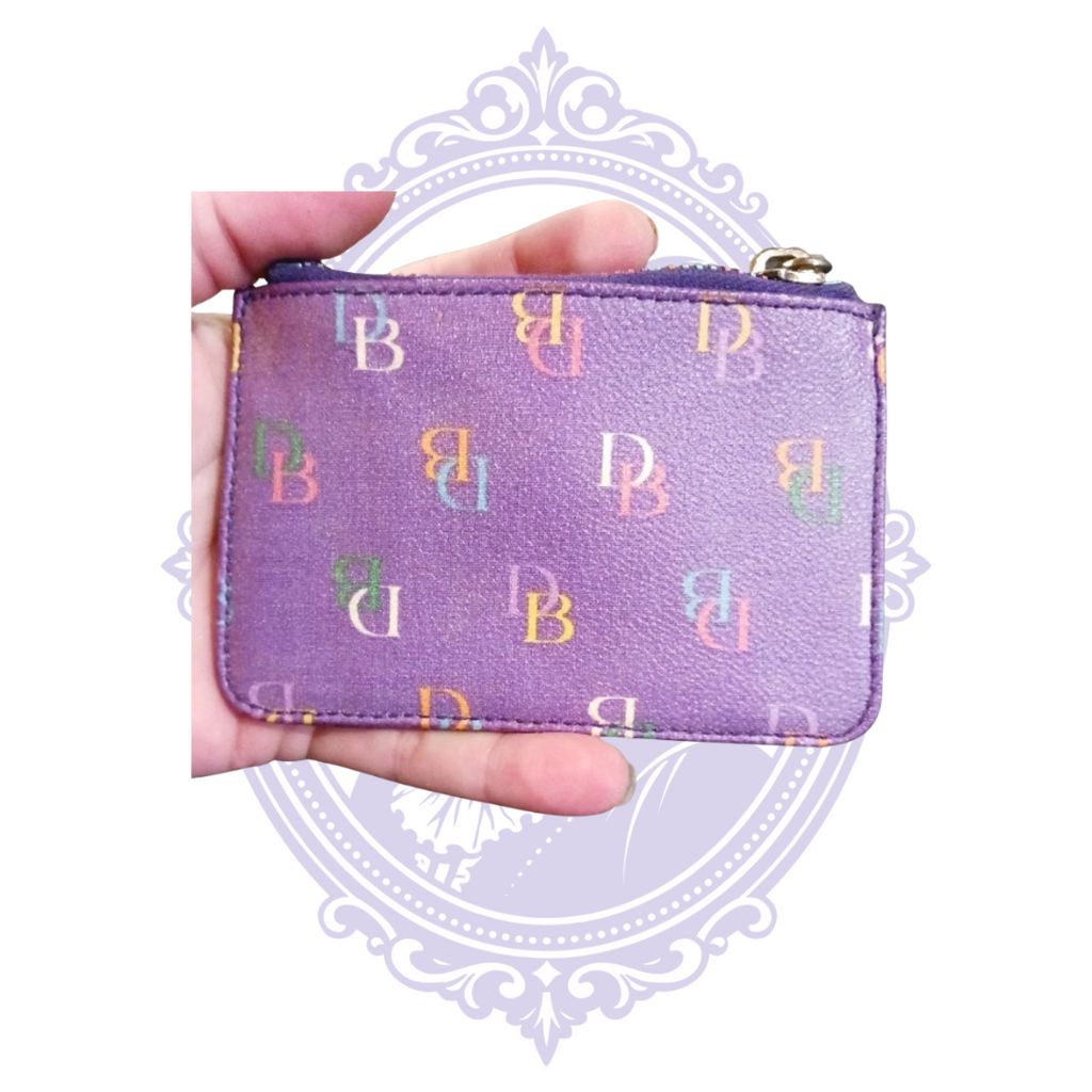 Dooney & Bourke Purple Multicolor Monogram Keychain Coin Wallet