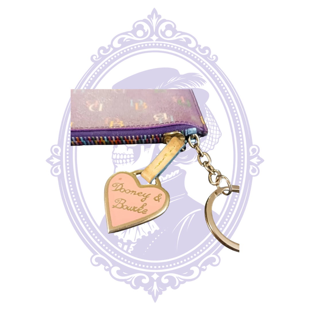 Dooney & Bourke Purple Multicolor Monogram Keychain Coin Wallet