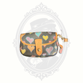 Dooney & Bourke heart print flap wristlet front view multicolor hearts leather trim new with tags