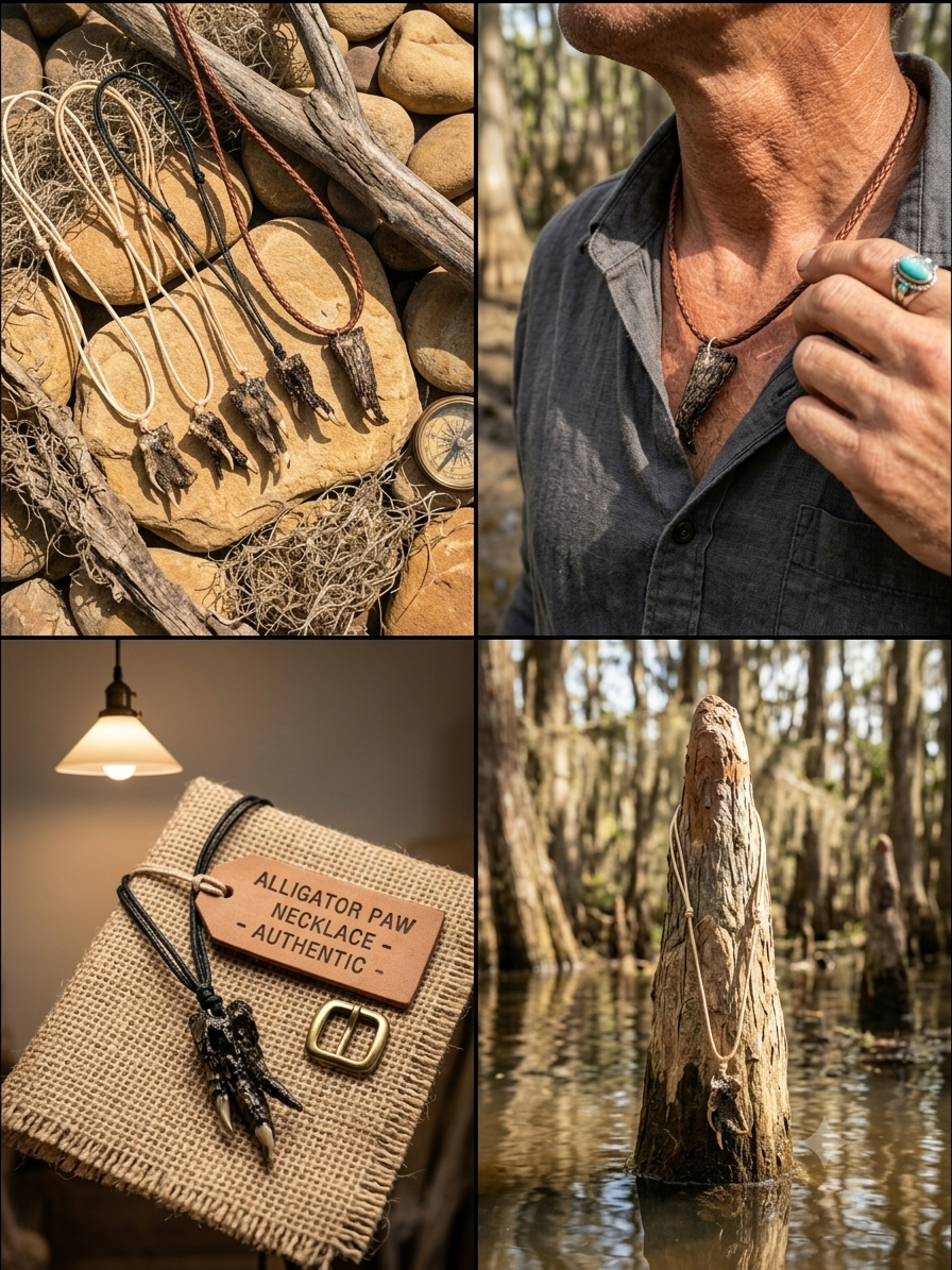 Genuine Louisiana Alligator Paw Necklace – Handcrafted Bayou Oddity Jewelry
