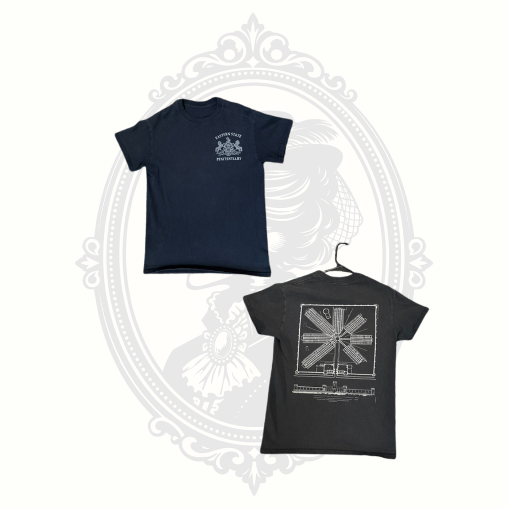 Eastern State Penitentiary Blueprint Graphic T-Shirt | Men's Medium | Philadelphia Historic Prison Souvenir