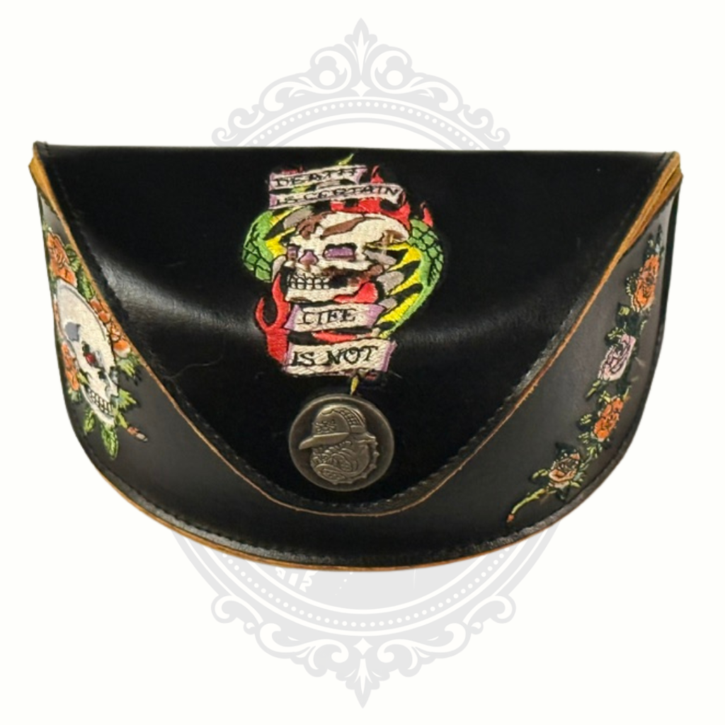 Ed Hardy sunglasses case full front skull graphic with roses