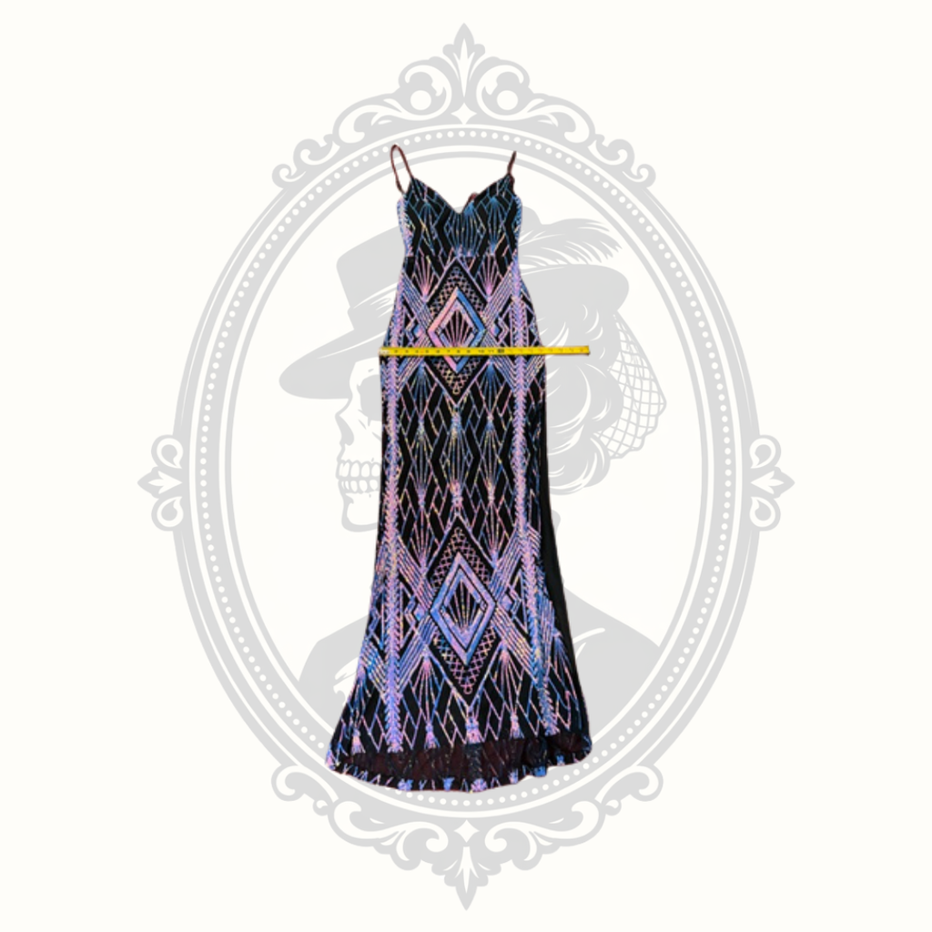 Emerald Sundae Black Art Deco Geometric Maxi Dress – Size Small