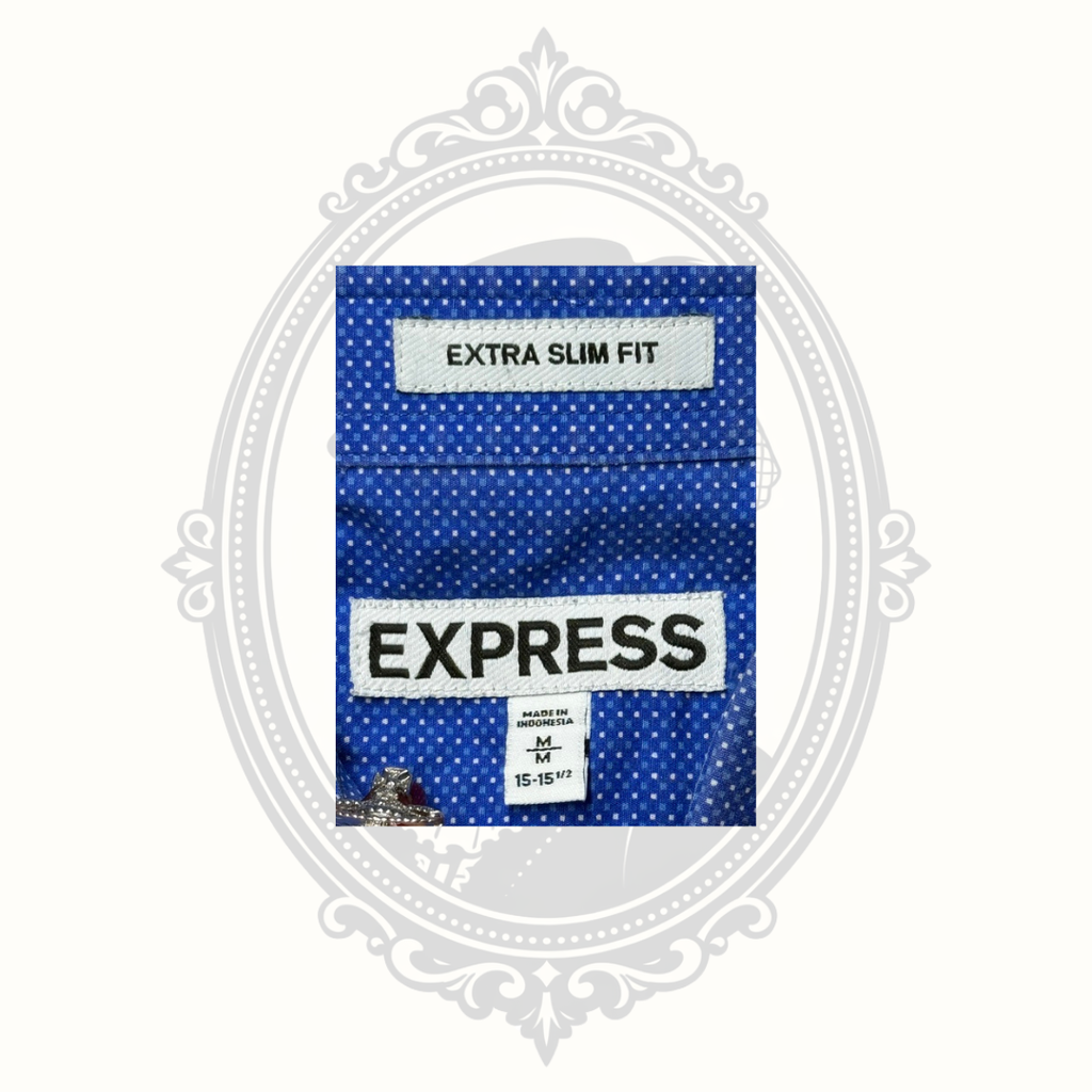 Express Extra Slim Fit Blue Dot Dress Shirt – Men’s Medium 15–15½