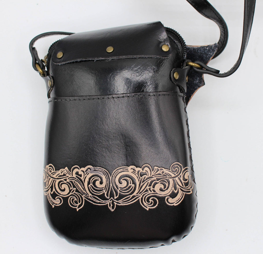 Black Bat Leather Purse crossbody