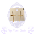 Forever 21 gold-tone cross drop earrings new on original display card