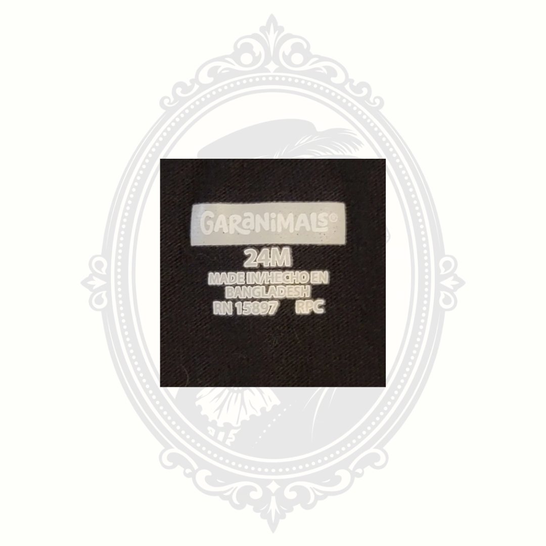 Garanimals 24 months tag made in Bangladesh baby onesie label