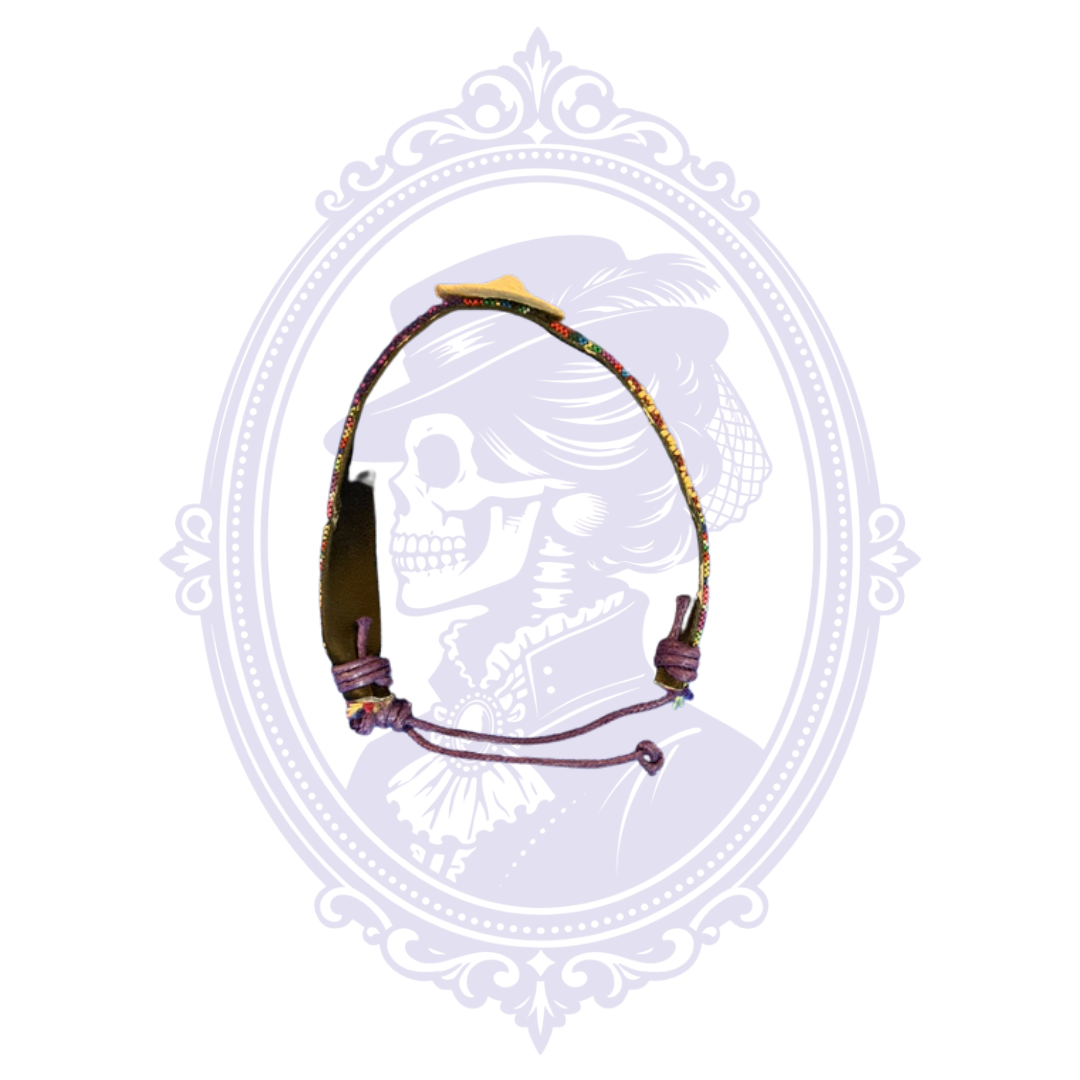 Adjustable boho bracelet with genuine alligator scute