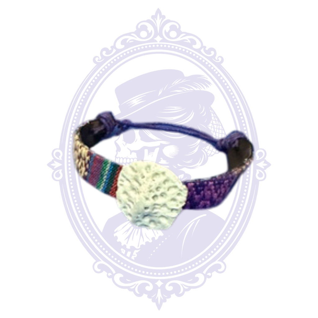 Genuine alligator scute on colorful woven bracelet