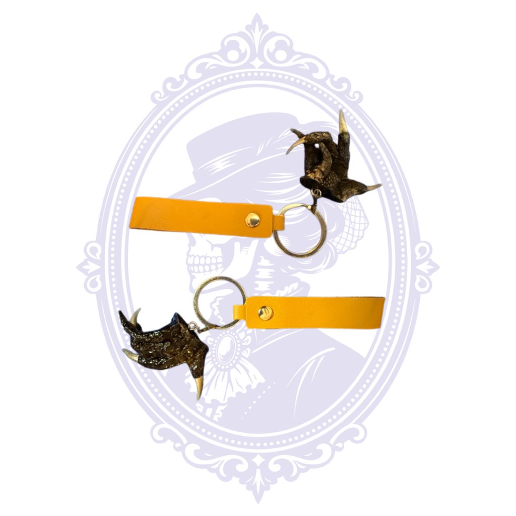 Genuine Louisiana alligator foot keychain with leather wristlet strap