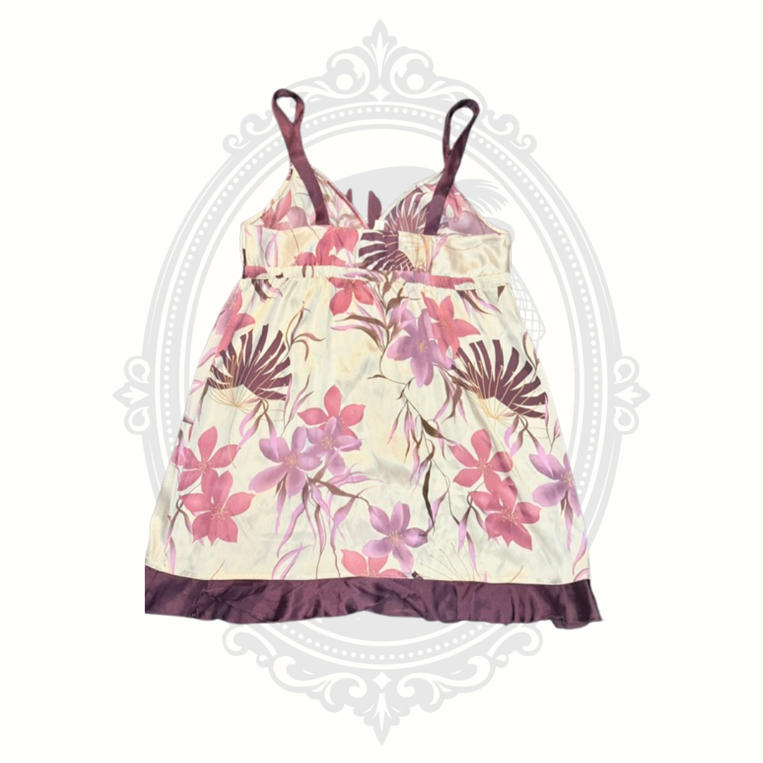 Gilligan & O'Malley Women's Floral Satin Sleep Chemise Nightgown Size Large