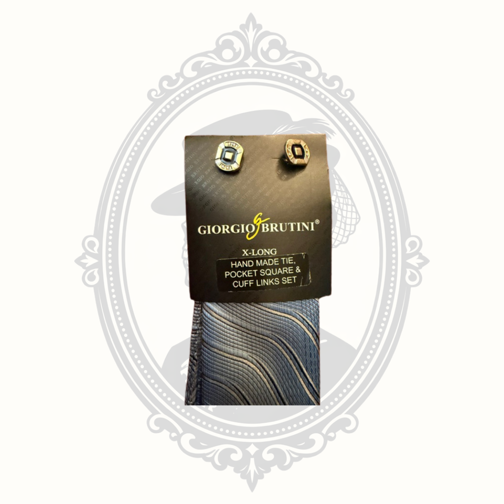 Giorgio Brutini X-Long Necktie, Pocket Square & Cuff Links Set