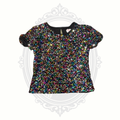 Girls multicolor sequin top size 7 front view with all-over sparkle detail