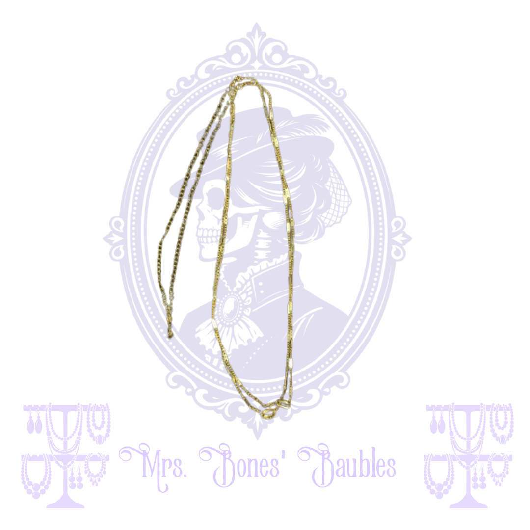Two unworn gold-tone fashion chain necklaces sold together as a set from Mrs. Bones' Baubles.