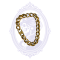 Gold-tone curb chain bracelet with clear rhinestone accents shown in full.