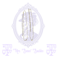 Detail view of two inexpensive gold-tone fashion necklaces being sold together as a pair.