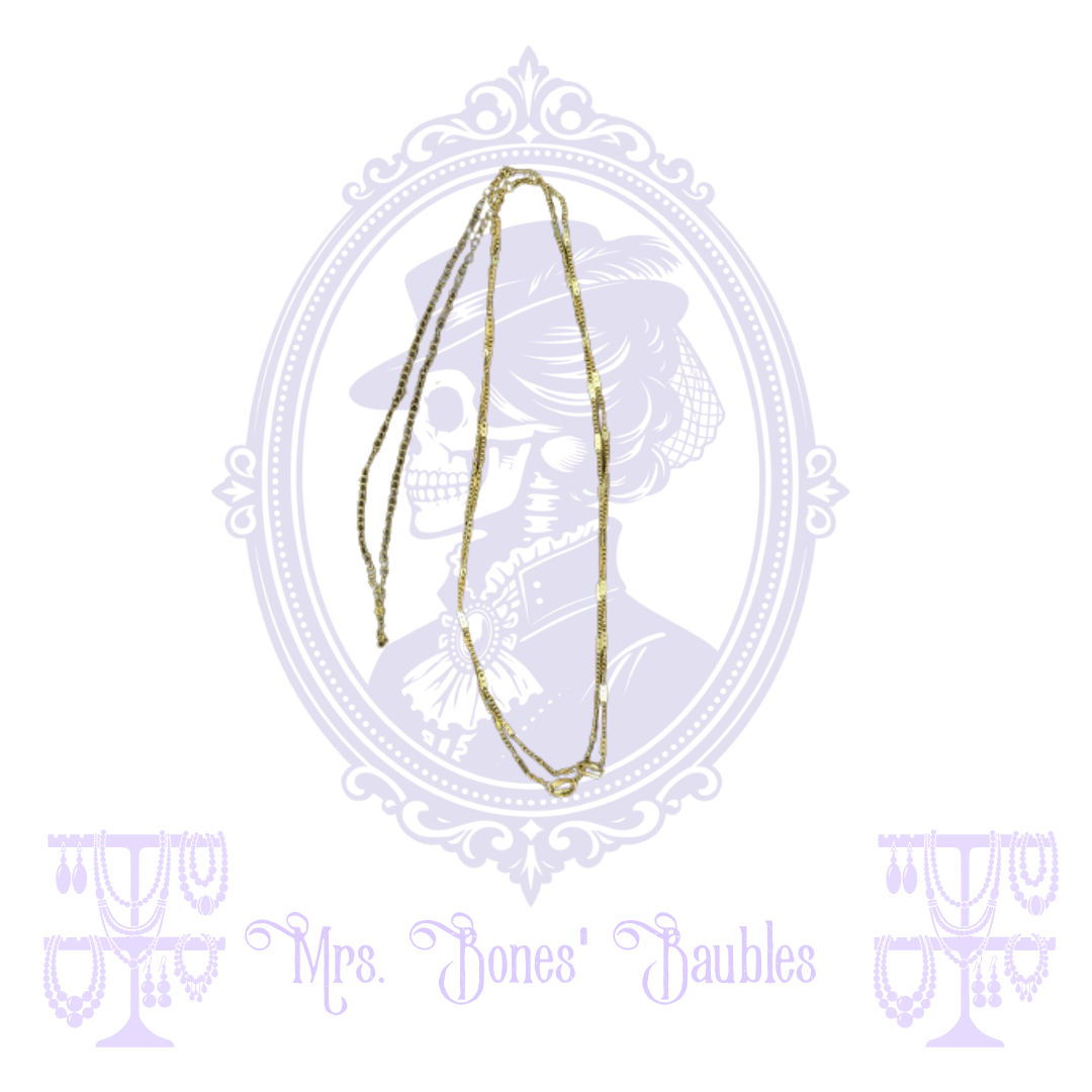 Gold-tone chain necklace set showing two different lightweight chain styles.