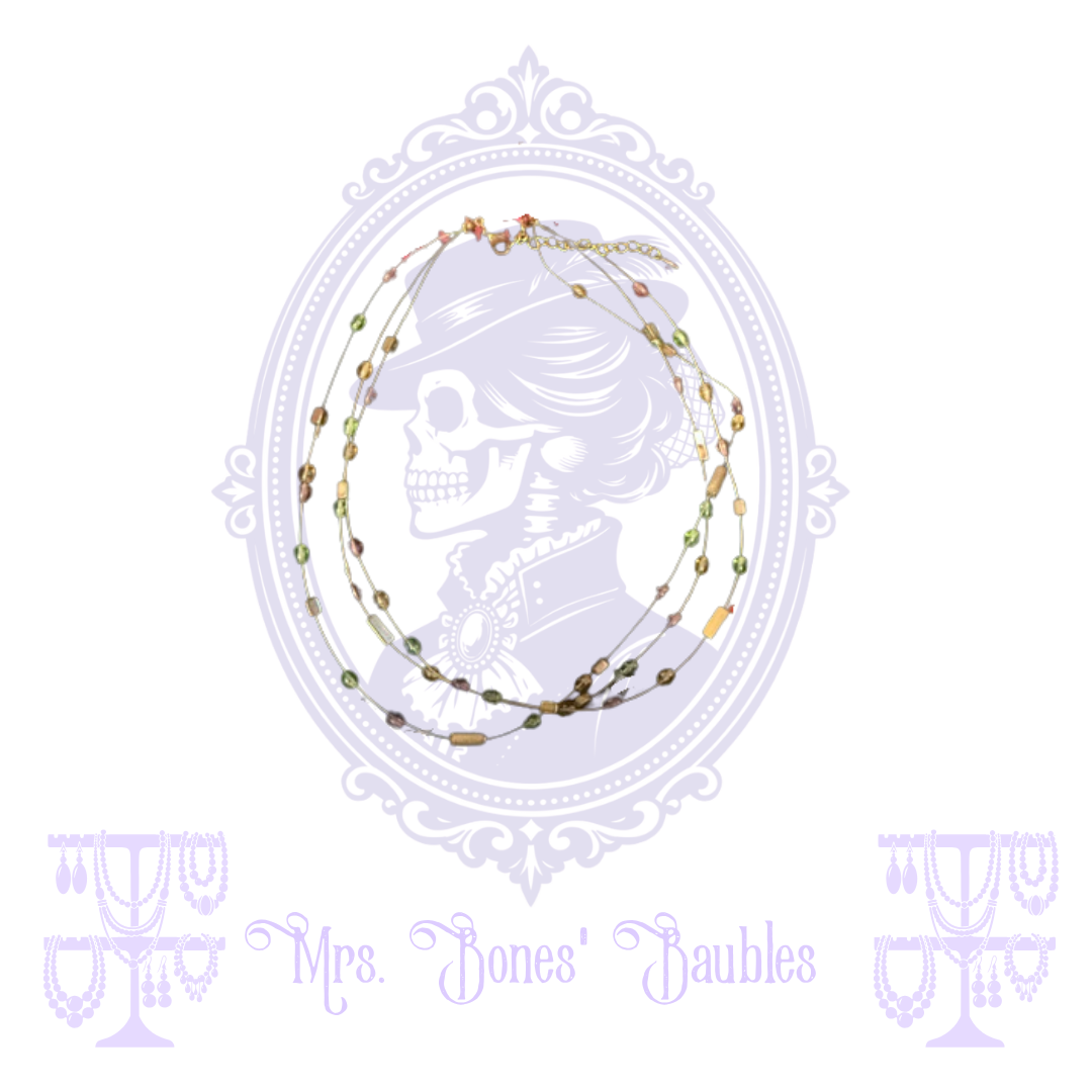 Gold-tone multicolor beaded multi-strand necklace from Mrs. Bones' Baubles